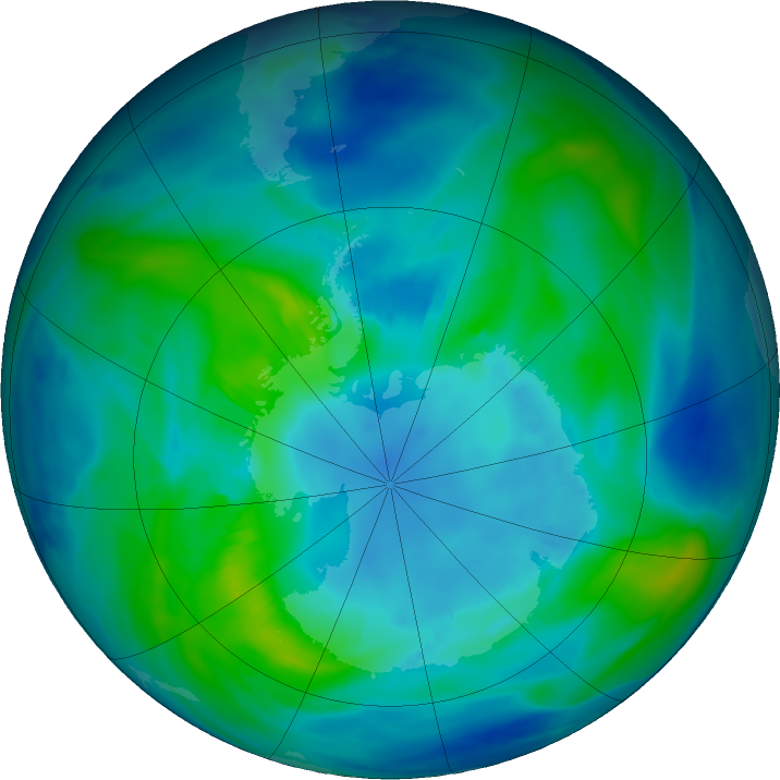 Antarctic ozone map for 16 April 2024